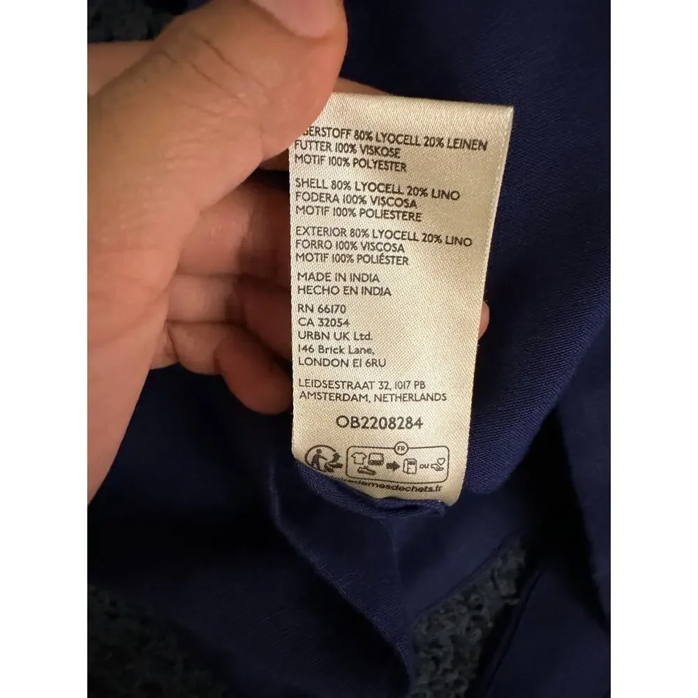 Maeve Linen Blend Halter Vest Size Small Navy Blue Anthropologie Linen Summer - Picture 9 of 15